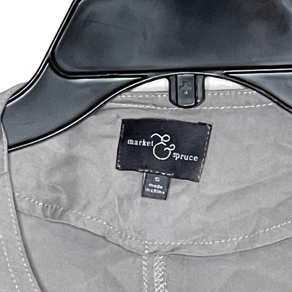 Market & Spruce Womens Jacket Size Small Gray Snap Front Roll Up Sleeves - Picture 4 of 6